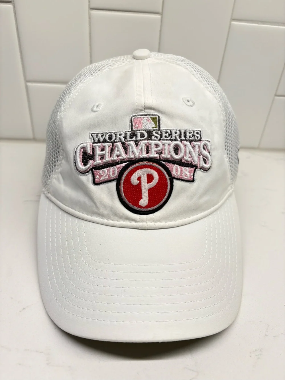 New Era 2008 World Series Champions Phillies White Pink Hat Women Adjustable⁠